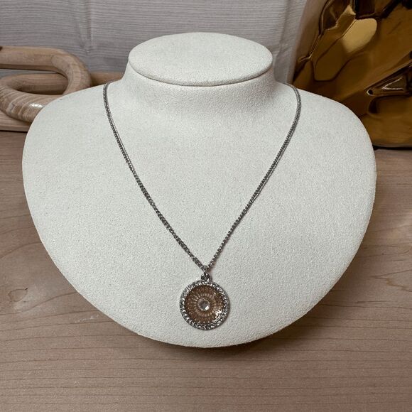 Premier Designs Jewelry - PREMIER DESIGNS Rose Gold Copper and Silver Rhinestone Disk Pendant with Necklac
